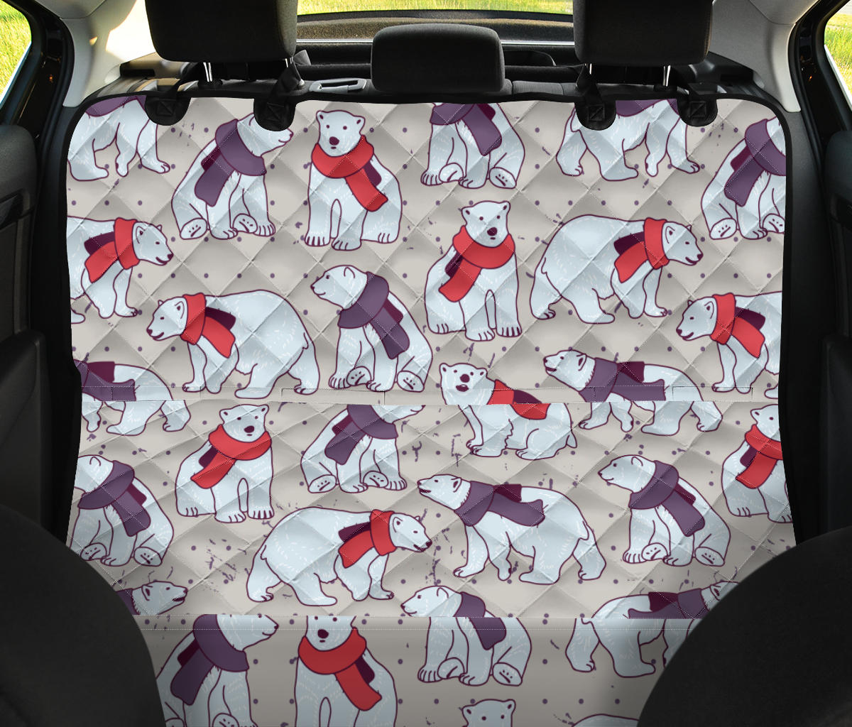 Polar Bear Pattern Print Design PB04 Rear Dog  Seat Cover