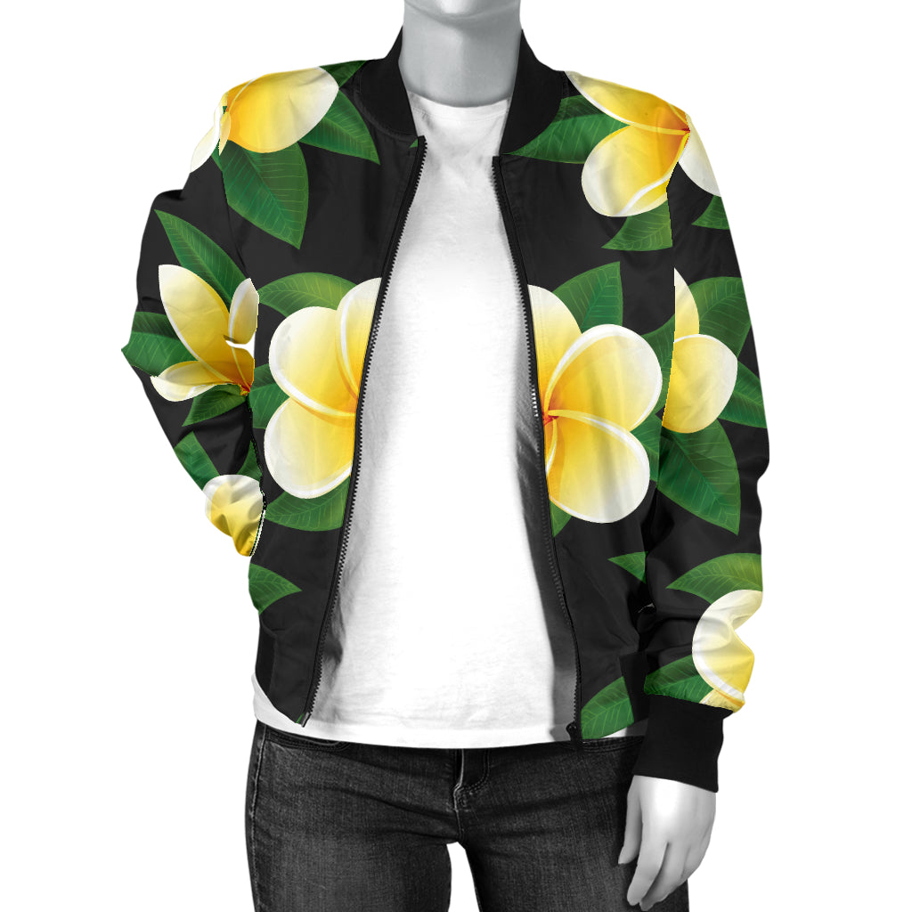 Plumeria Pattern Print Design A03 Women's Bomber Jacket
