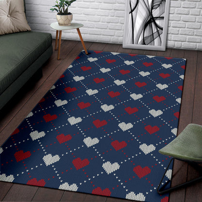 Heart Knit Pattern Print Design HE05 Area Rugs
