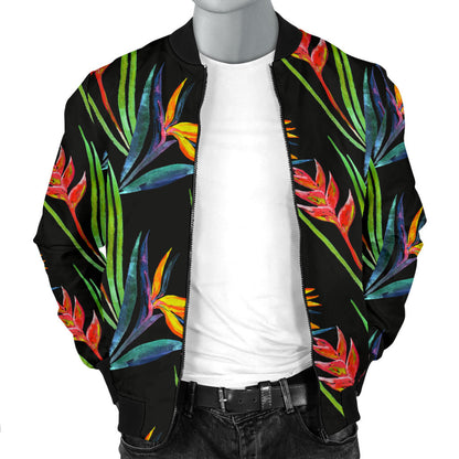Heliconia Pattern Print Design HL04 Men Bomber Jacket