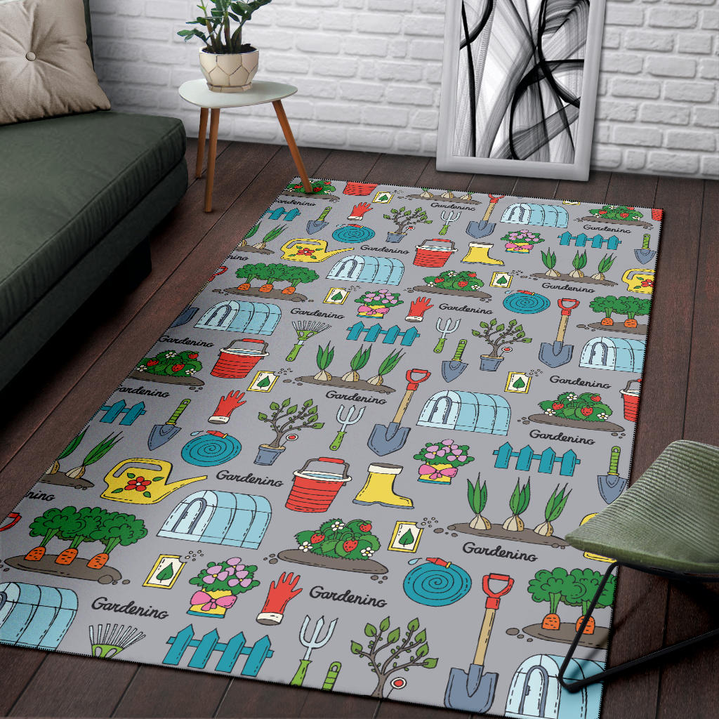 Gardening Pattern Print Design G07 Area Rugs