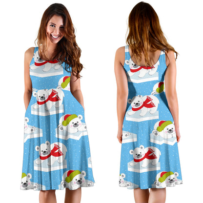 Polar Bear Pattern Print Design PB06 Midi Dress