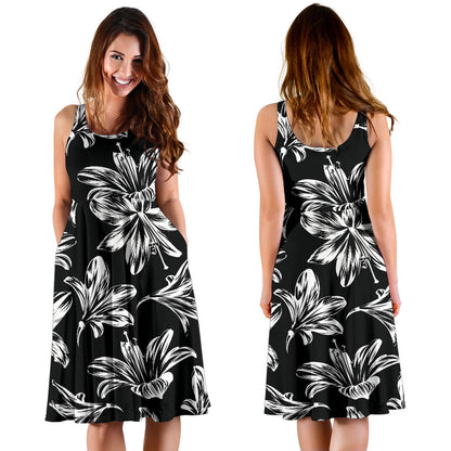 Amaryllis Pattern Print Design AL04 Midi Dress