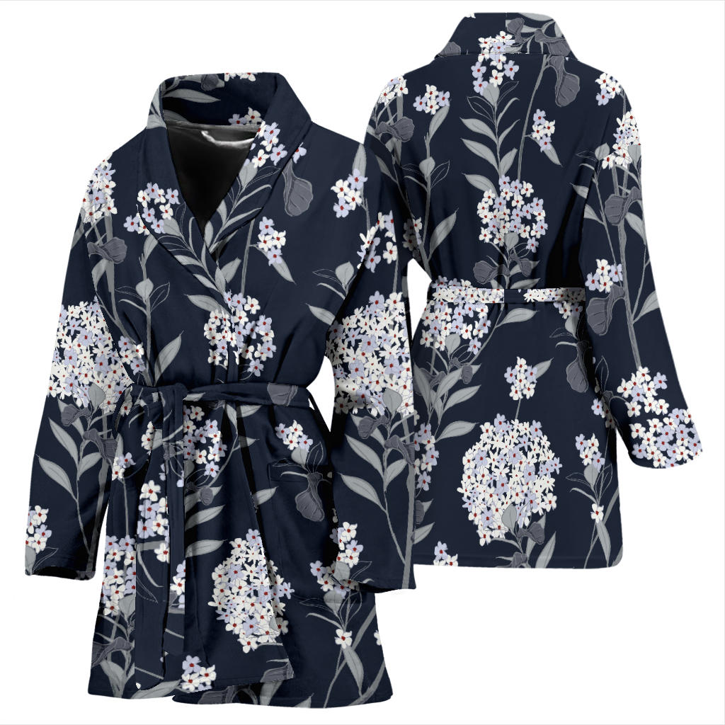 Hydrangea Pattern Print Design HD07 Women Bathrobe