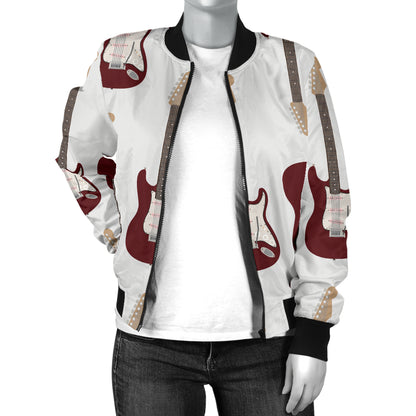Bass Guitar Pattern Print Design 03 Women's Bomber Jacket