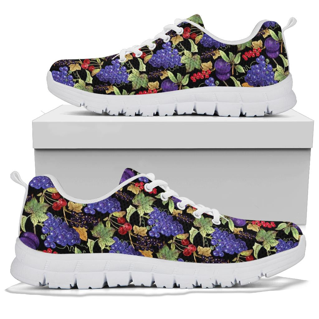 Grape Pattern Print Design GP05 Sneakers White Bottom Shoes