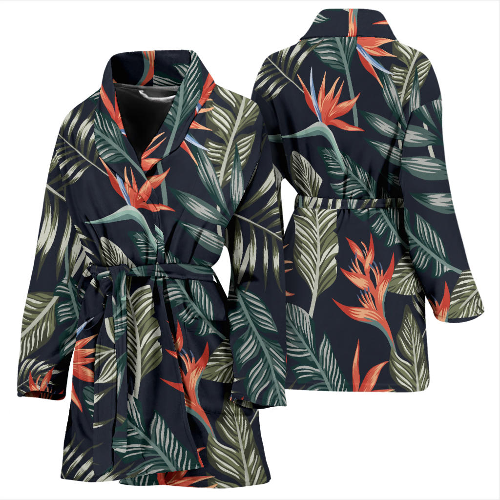 Bird Of Paradise Pattern Print Design BOP02 Women Bathrobe