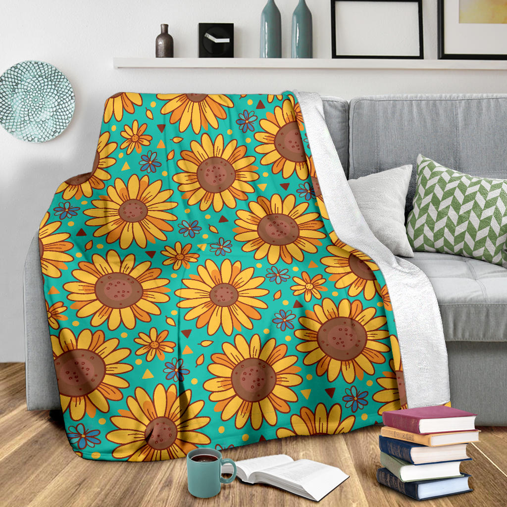 Sunflower Pattern Print Design SF013 Fleece Blanket