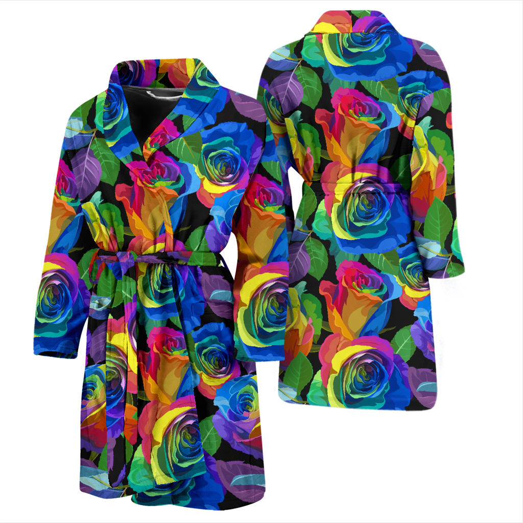 Rose Pattern Print Design RO02 Men Bathrobe