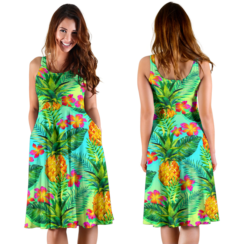 Pineapple Pattern Print Design PP010 Midi Dress