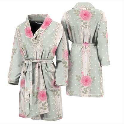Rose Pattern Print Design RO016 Men Bathrobe