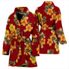 Orange Hibiscus Pattern Print Design HB026 Women Bathrobe