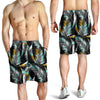 Gold Glitter Cyan Tropical Palm Leaves Mens Shorts