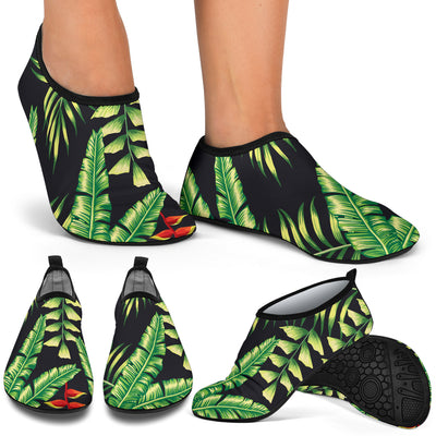 Hawaiian Flower Tropical Palm Leaves Aqua Water Shoes