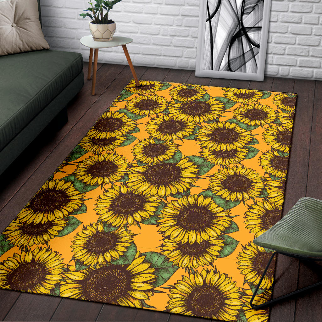 Sunflower Pattern Print Design SF04 Area Rugs