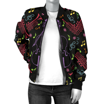 Cello Neon Pattern Print Design 02 Women's Bomber Jacket