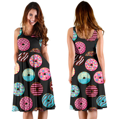 Donut Pattern Print Design DN02 Midi Dress