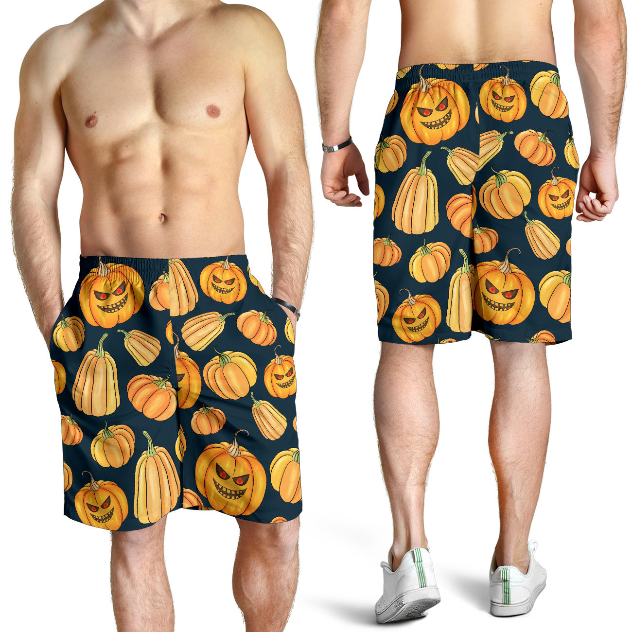 Pumpkin Halloween Pattern Print Design A04 Mens Shorts