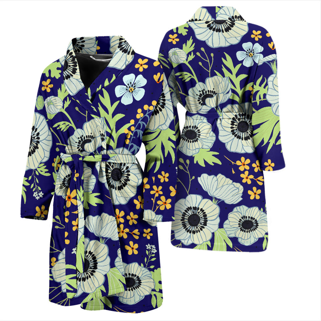 Anemone Pattern Print Design AM06 Men Bathrobe