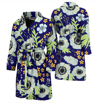 Anemone Pattern Print Design AM06 Men Bathrobe