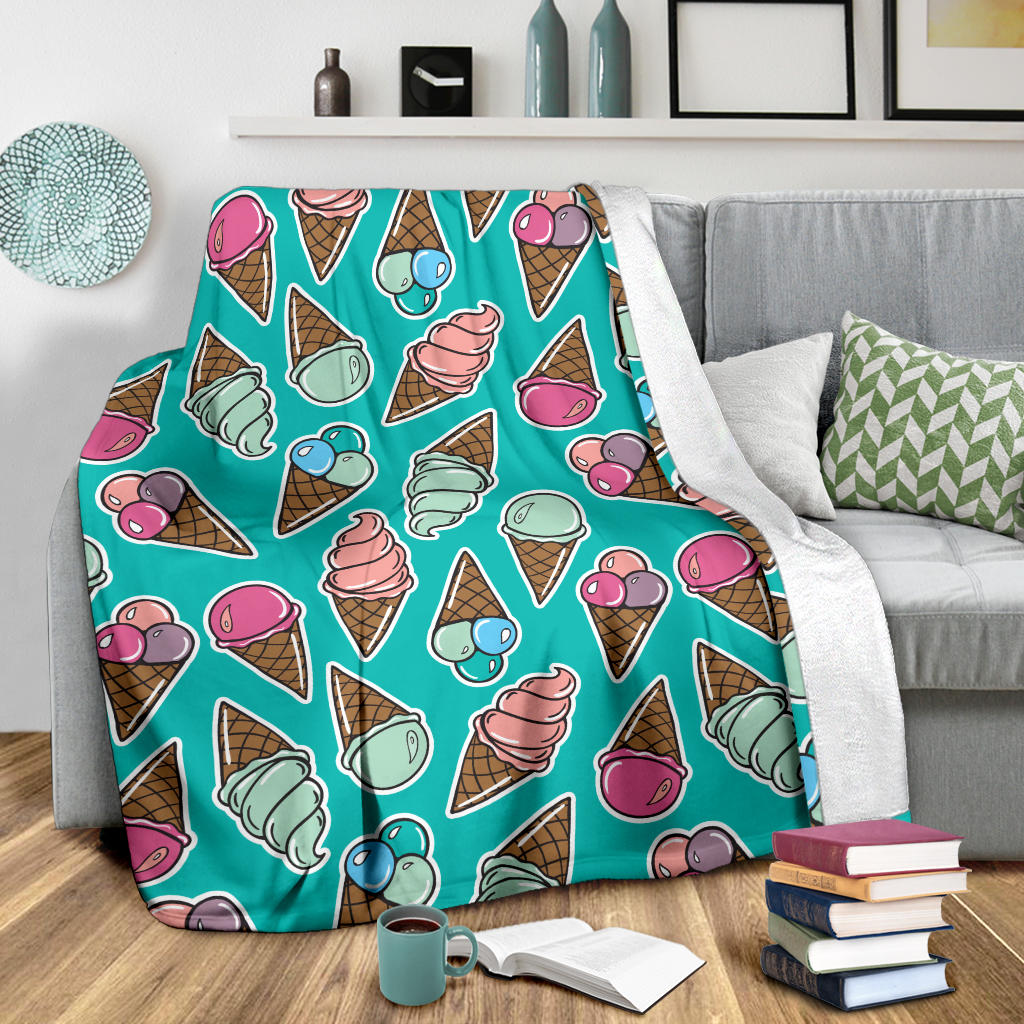Ice Cream Pattern Print Design IC01 Fleece Blanket