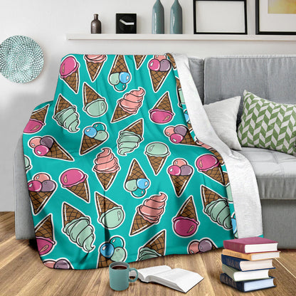 Ice Cream Pattern Print Design IC01 Fleece Blanket