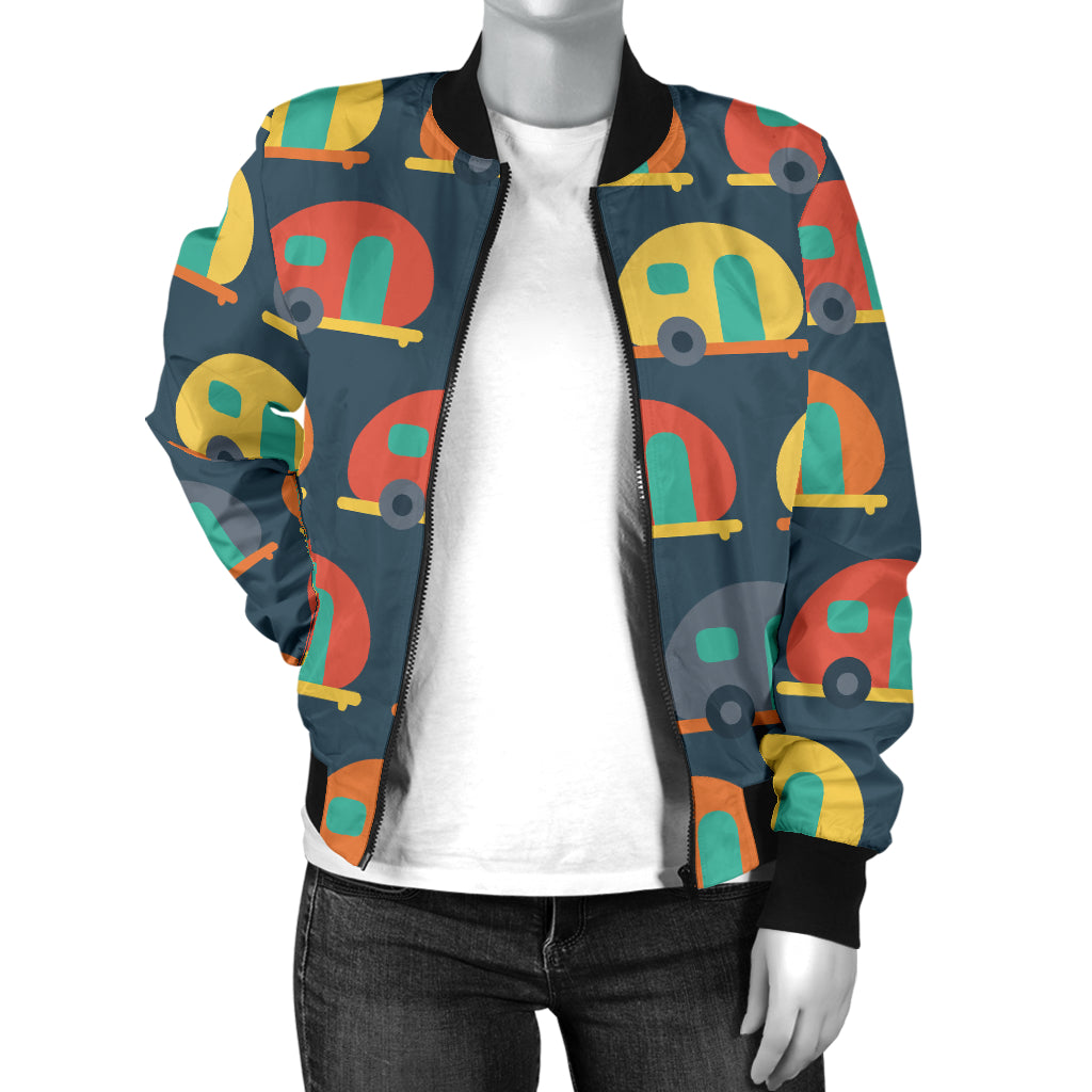 Camper Pattern Print Design 02 Women's Bomber Jacket