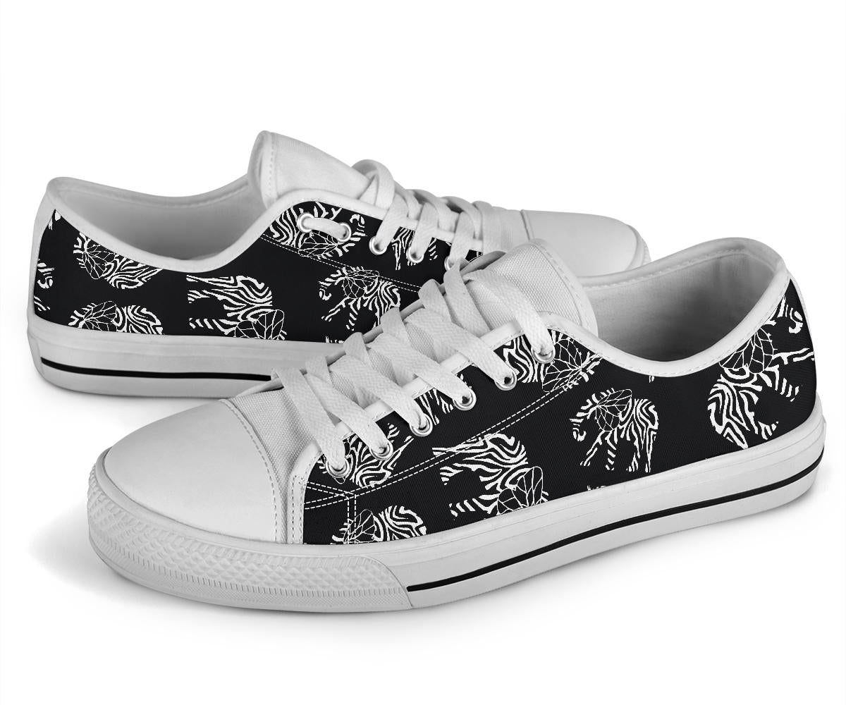 Elephant Tribal White Bottom Low Top Shoes