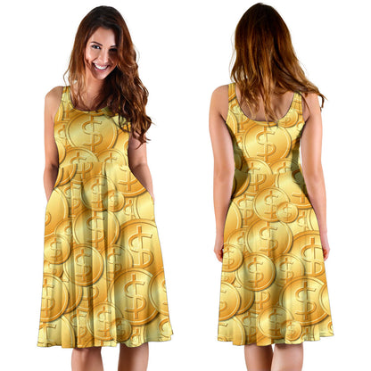Dollar Pattern Print Design DO03 Midi Dress