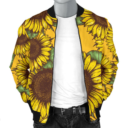 Sunflower Pattern Print Design SF04 Men Bomber Jacket