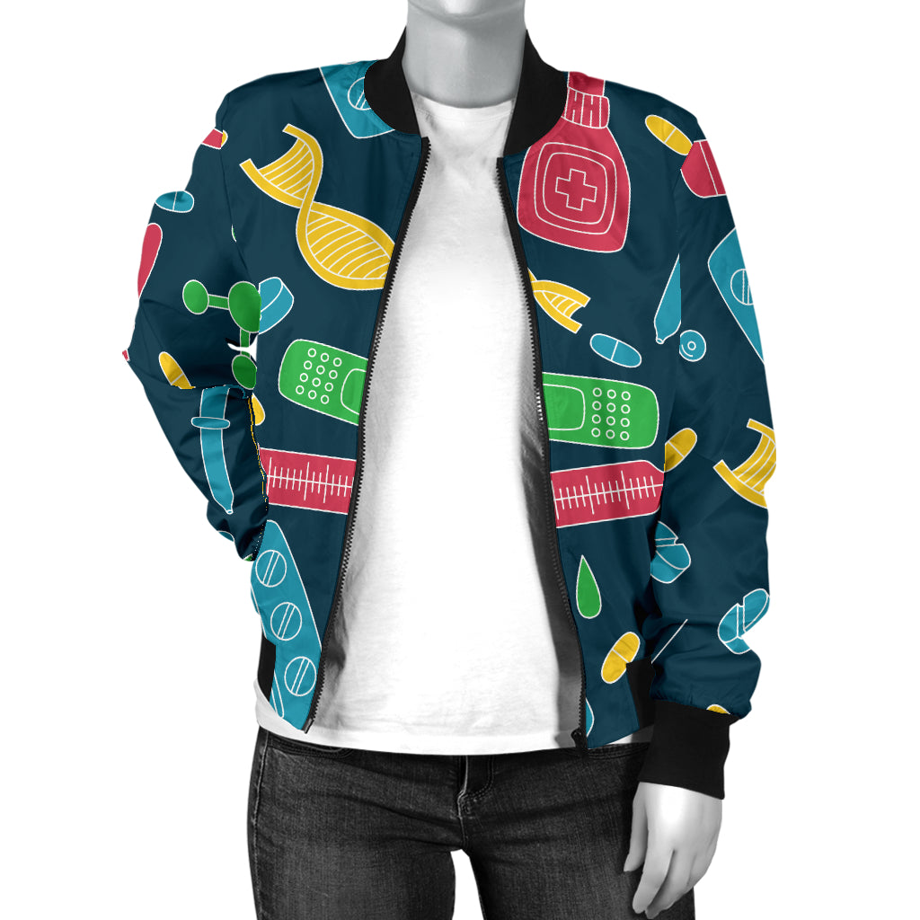Phlebotomist Pattern Print Design A03 Women's Bomber Jacket