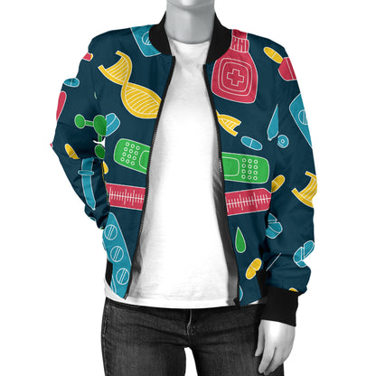 Phlebotomist Pattern Print Design A03 Women's Bomber Jacket