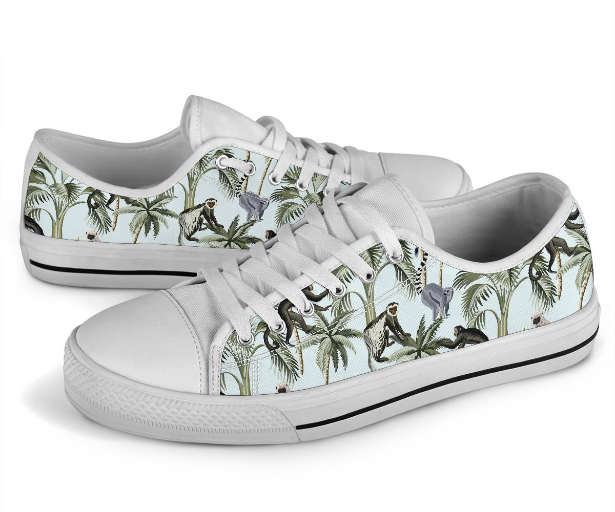 Rainforest Pattern Print Design RF04 White Bottom Low Top Shoes