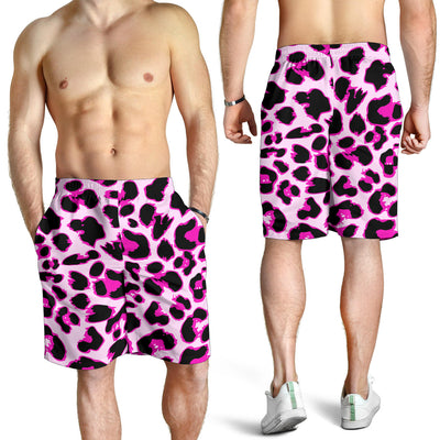 Pink Leopard Print Mens Shorts