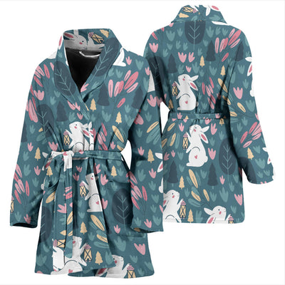 Rabbit Pattern Print Design RB013 Women Bathrobe