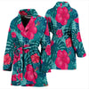 Red Hibiscus Pattern Print Design HB017 Women Bathrobe