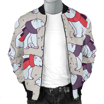 Polar Bear Pattern Print Design PB04 Men Bomber Jacket