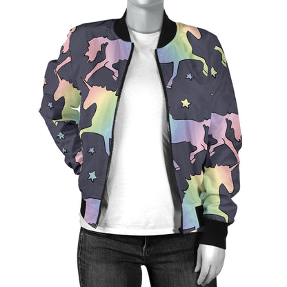 Rainbow Pattern Print Design A05 Women's Bomber Jacket