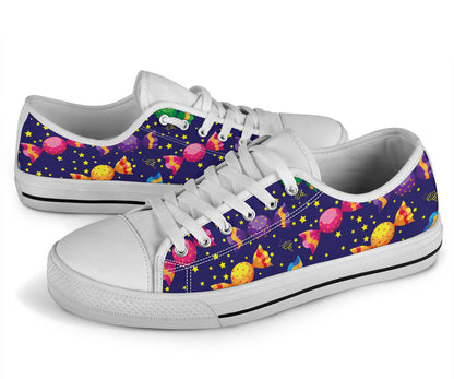Candy Pattern Print Design CA06 White Bottom Low Top Shoes