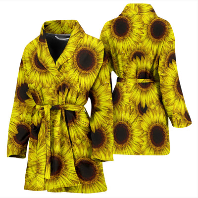 Sunflower Pattern Print Design SF011 Women Bathrobe