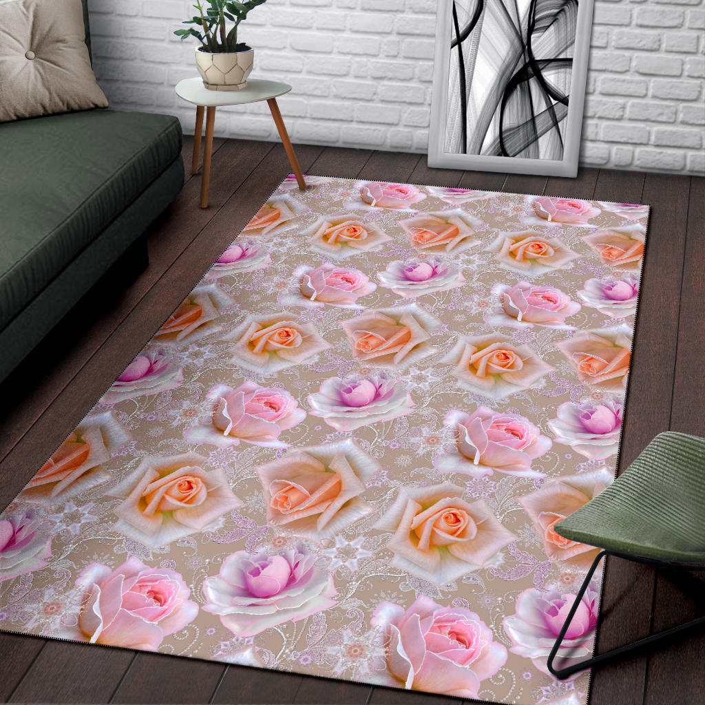 Rose Pattern Print Design RO011 Area Rugs