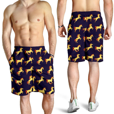 Gold Horse Pattern Mens Shorts