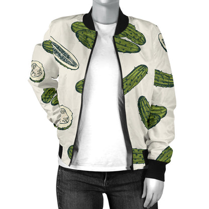 Cucumber Pattern Print Design CC05 Women Bomber Jacket