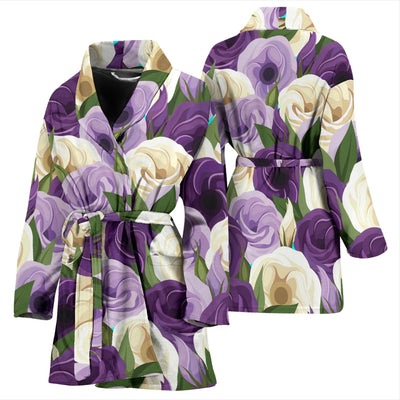 Lisianthus Pattern Print Design LT01 Women Bathrobe