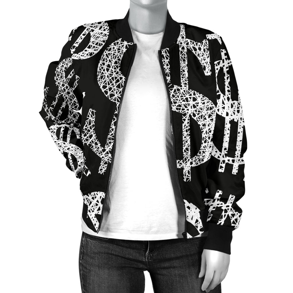 Money Pattern Print Design 02 Women's Bomber Jacket