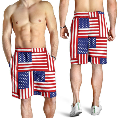 Patriotic US Flag Pattern Print Design A01 Mens Shorts