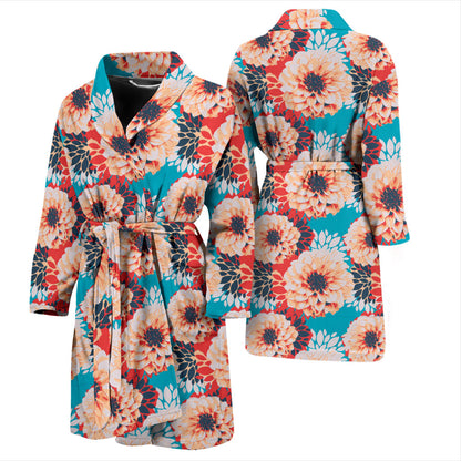 Dahlia Pattern Print Design DH05 Men Bathrobe