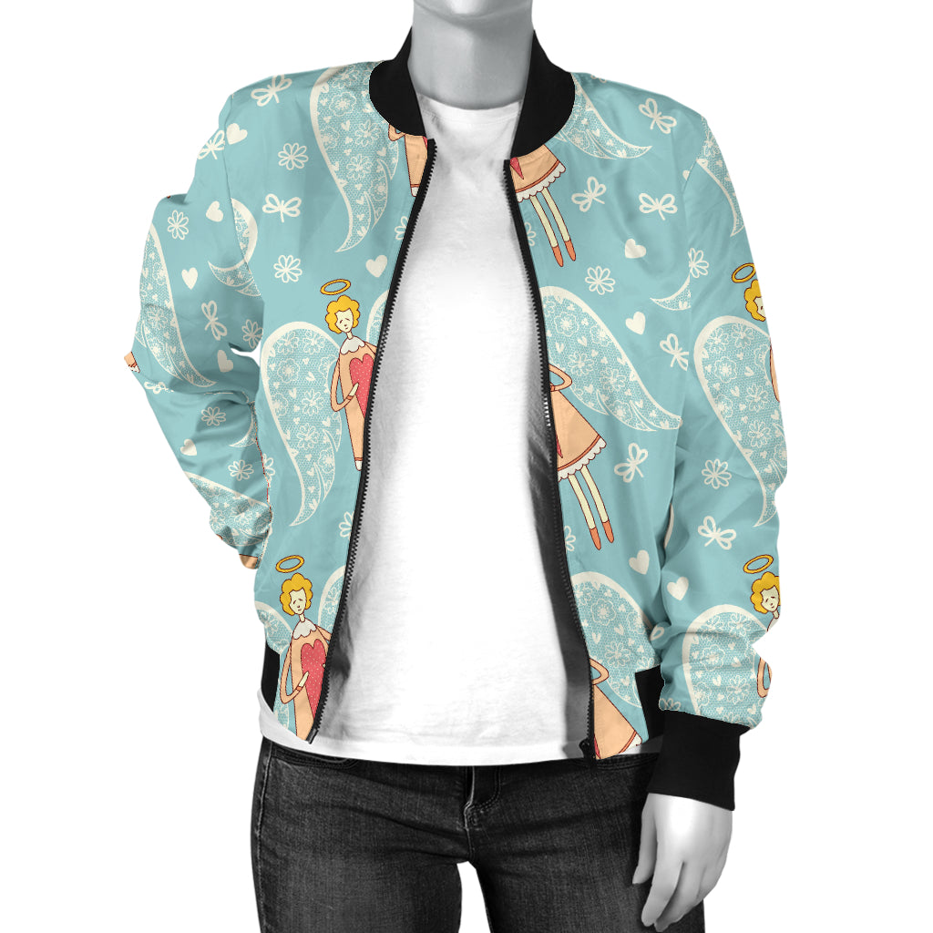 Angel Pattern Print Design 01 Women's Bomber Jacket