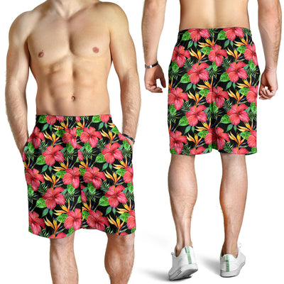 Red Hibiscus Pattern Print Design HB07 Mens Shorts