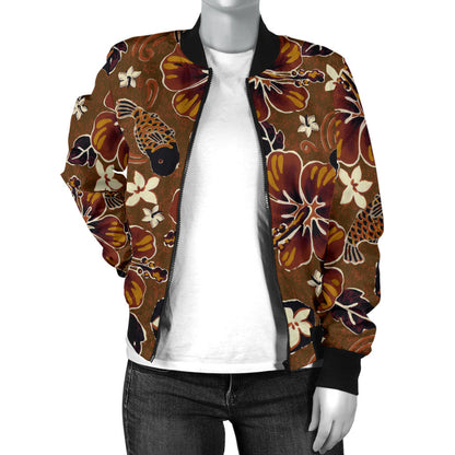 Hawaiian Themed Pattern Print Design H01 Women Bomber Jacket